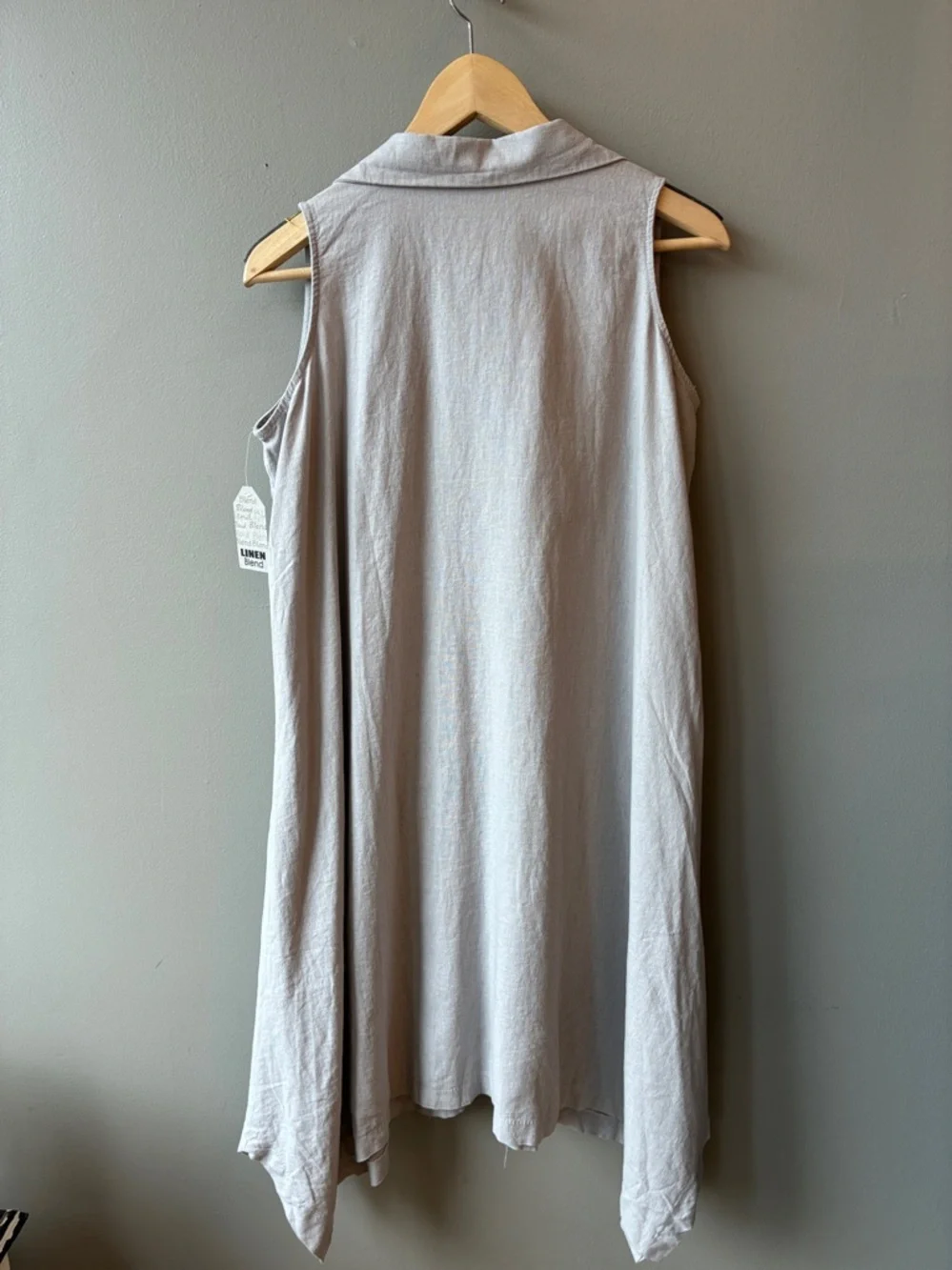 For Cynthia Linen Blend Neutral Light Taupe Sleeveless Coastal Dress, XS - Picture 5 of 8